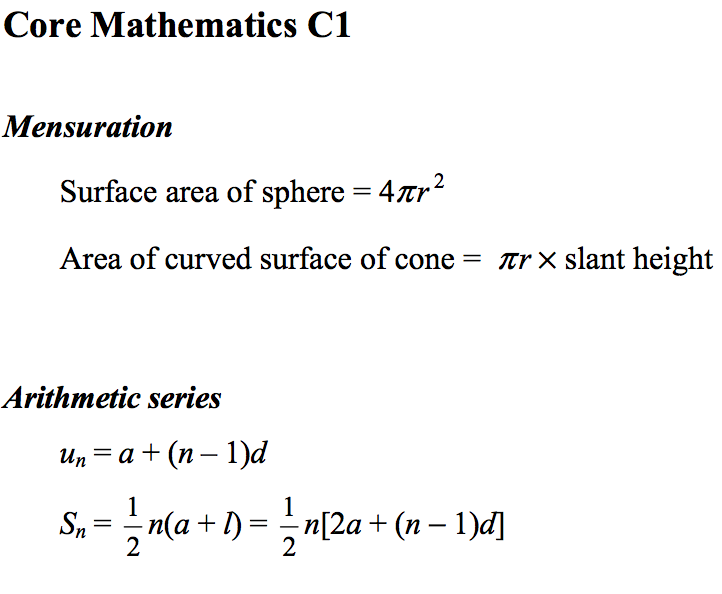 c1 formulae
